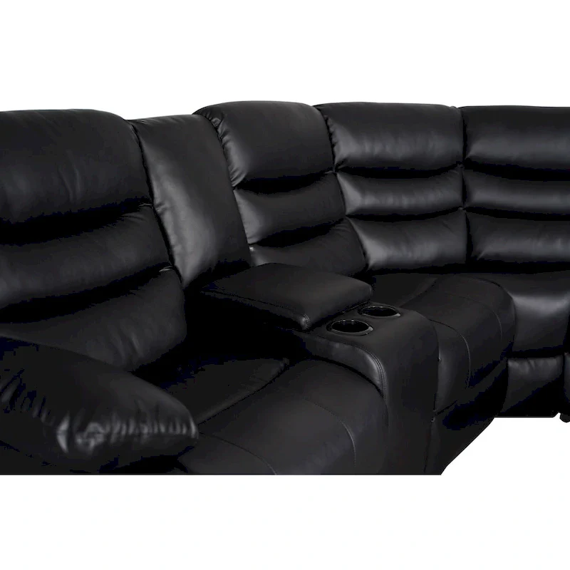 106 Manual Reclining Modular Sectional Couch with 1 Console & 2 Cup Holders, Living Room/Office