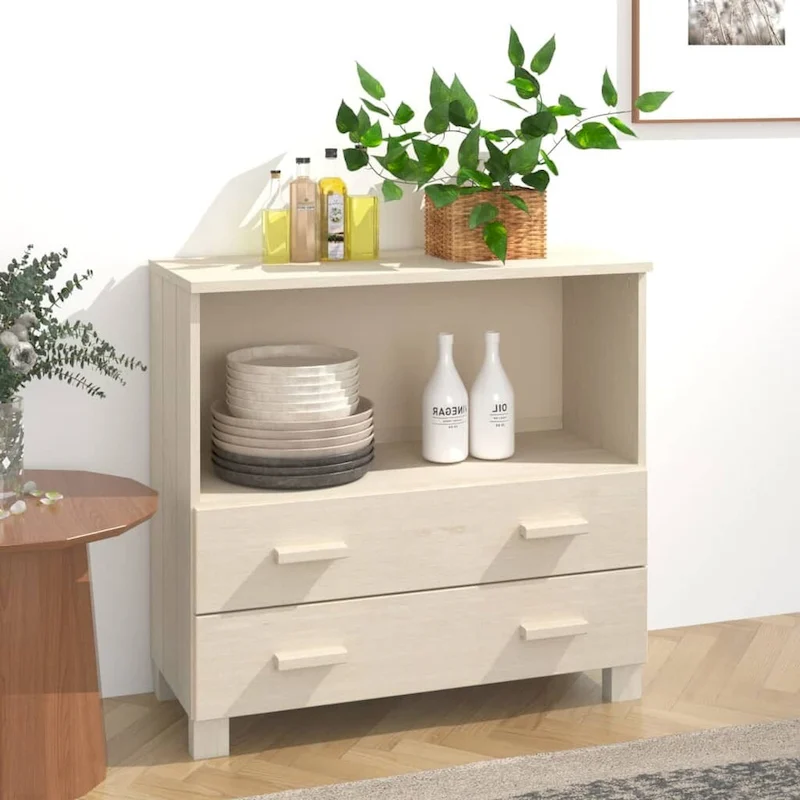 vidaXL Sideboard Buffet Console Cabinet for Bedroom HAMAR Solid Wood Pine - 33.5 x13.8 x31.5