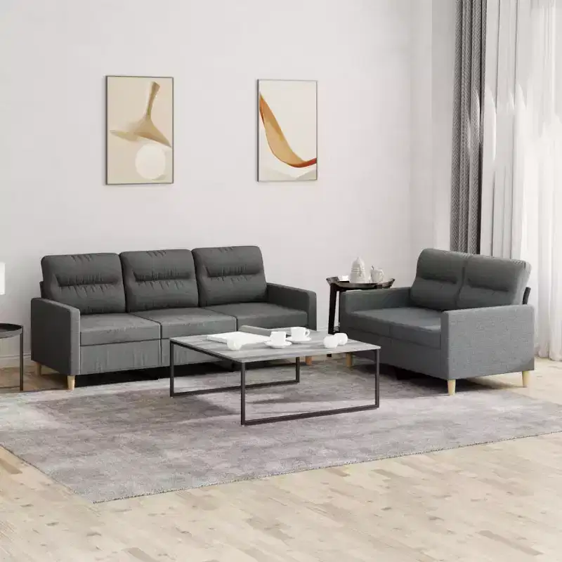Sofa Set Dark grey Fabric (100% polyester), metal, textilene, plywood