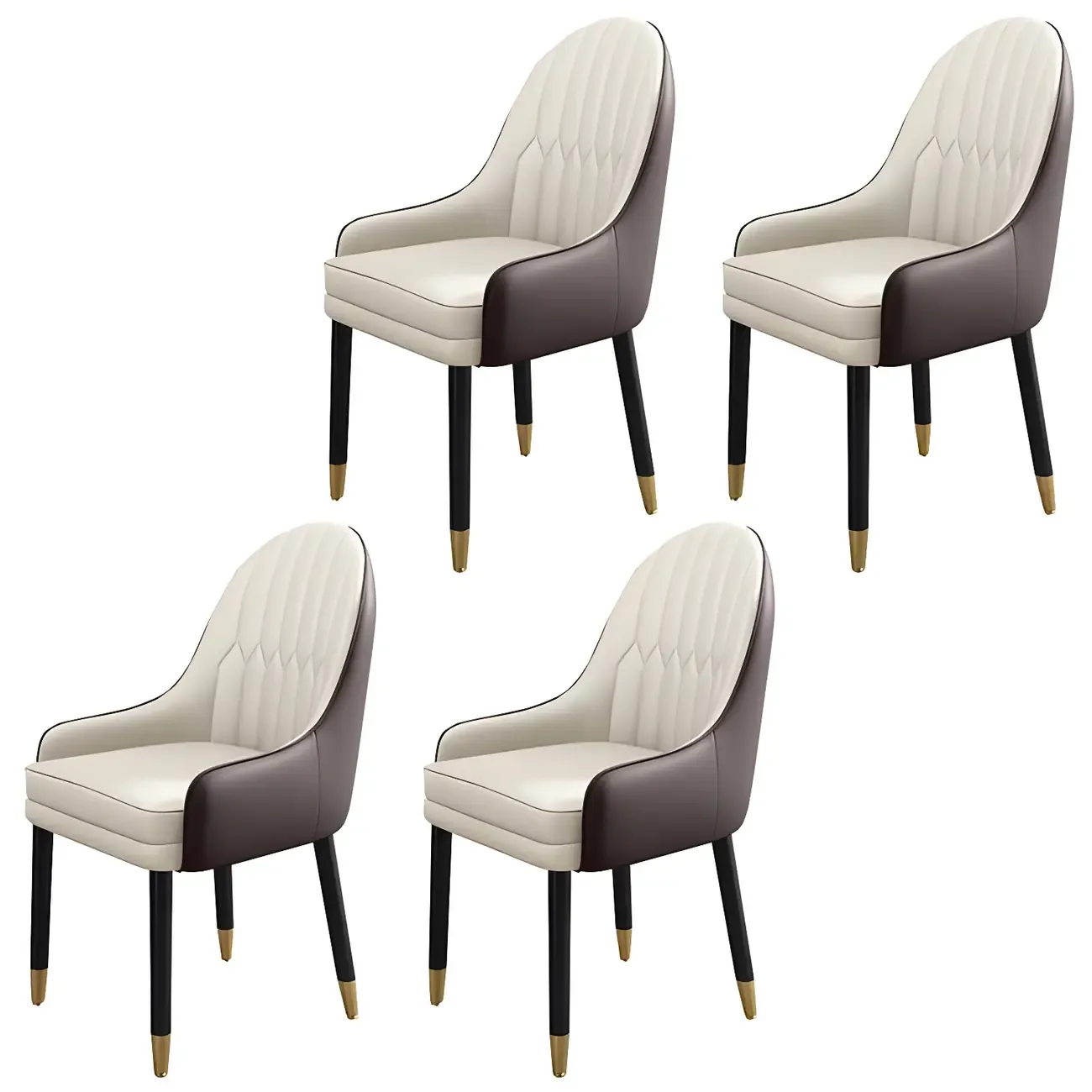 Modern Leather Upholstered Dining Chair with Arms