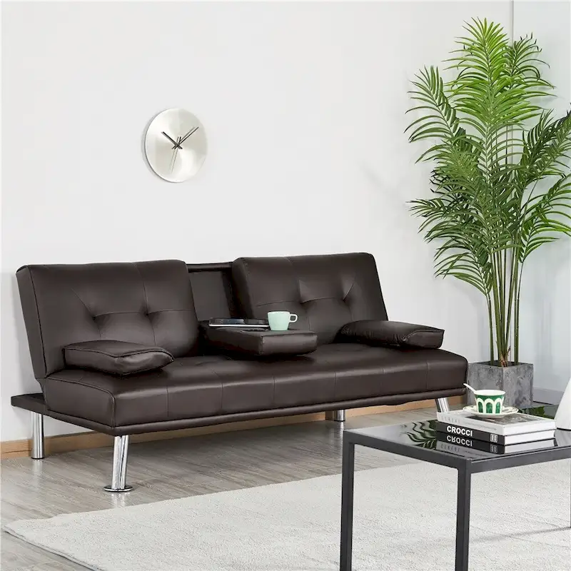 Yaheetech Modern Recliner Couch Faux Leather Futon Sofa Bed