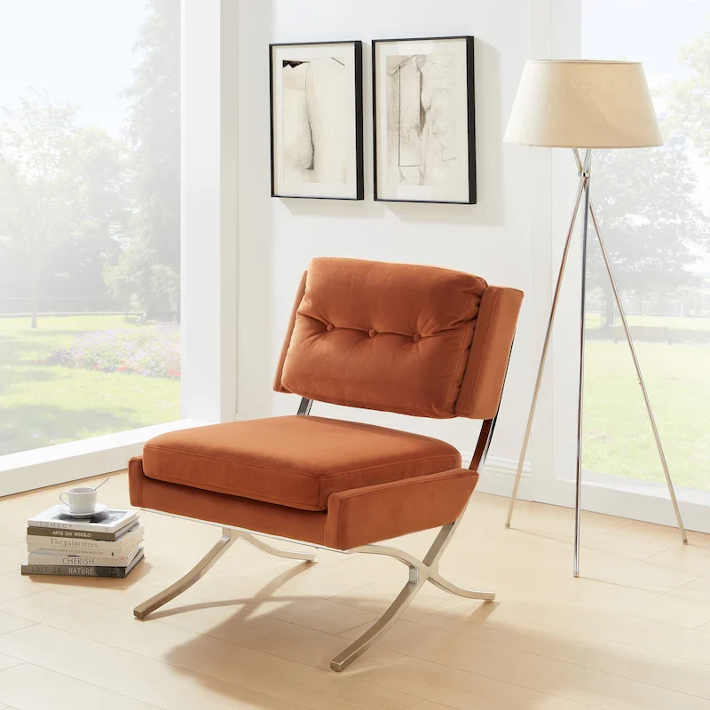 Modern Comfortable Velvet Armless Accent Chair