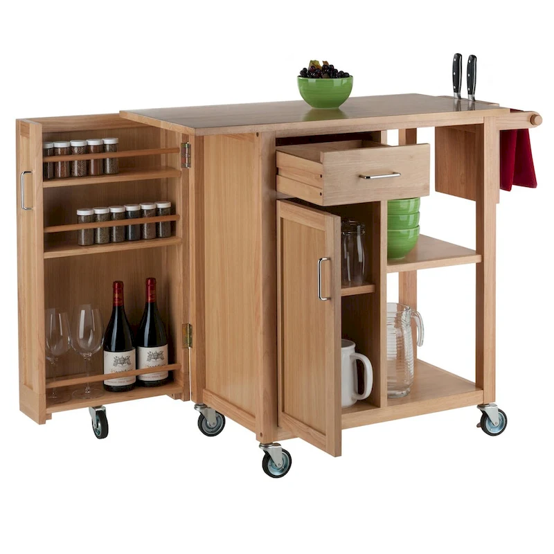 Douglas Utility Kitchen Cart, Natural - 42.52 x 18.98 x 35.63 inches