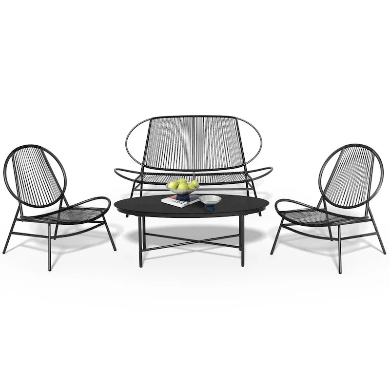4-Piece or 2-Piece PE Rattan Patio Conversation Set