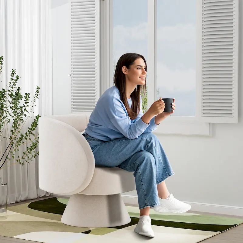 Ouyessir 360 Degree Modern Swivel Cuddle Barrel Sofa Chairs