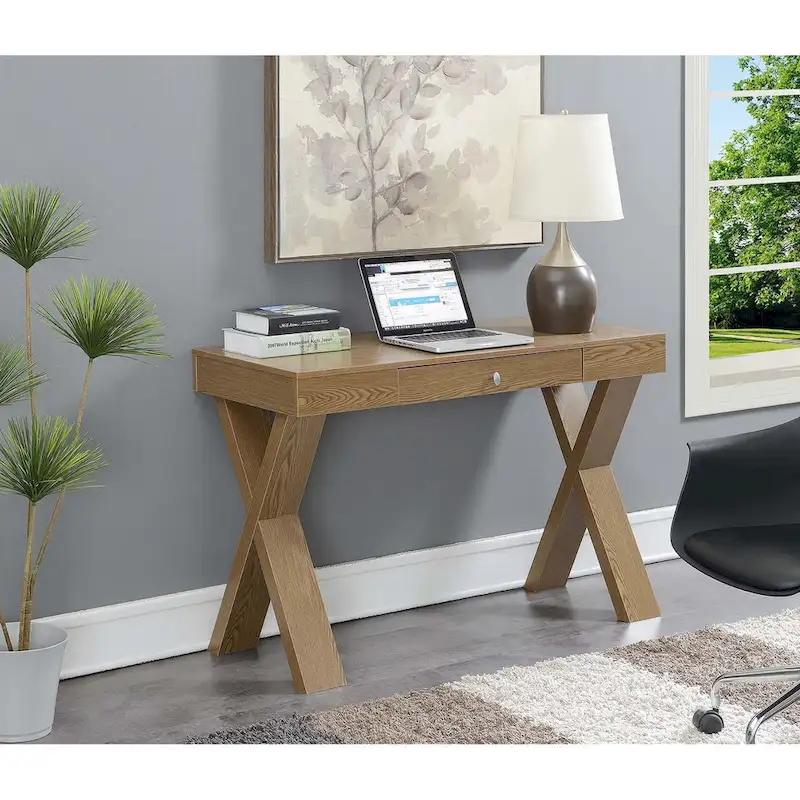 1 Drawer Desk with Crisscross Legs