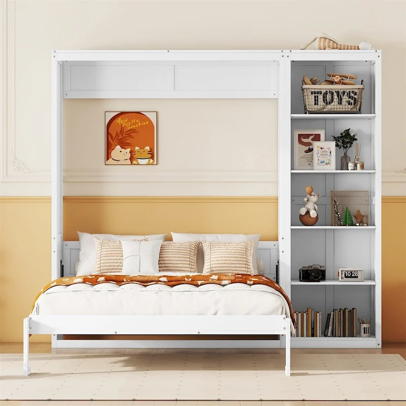 Merax Murphy Bed Wall Bed with Shelves