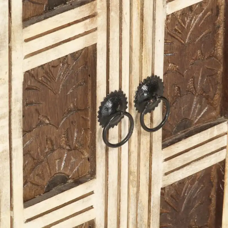 vidaXL Sideboard White 25.6 x11.8 x29.5  Solid Mango Wood