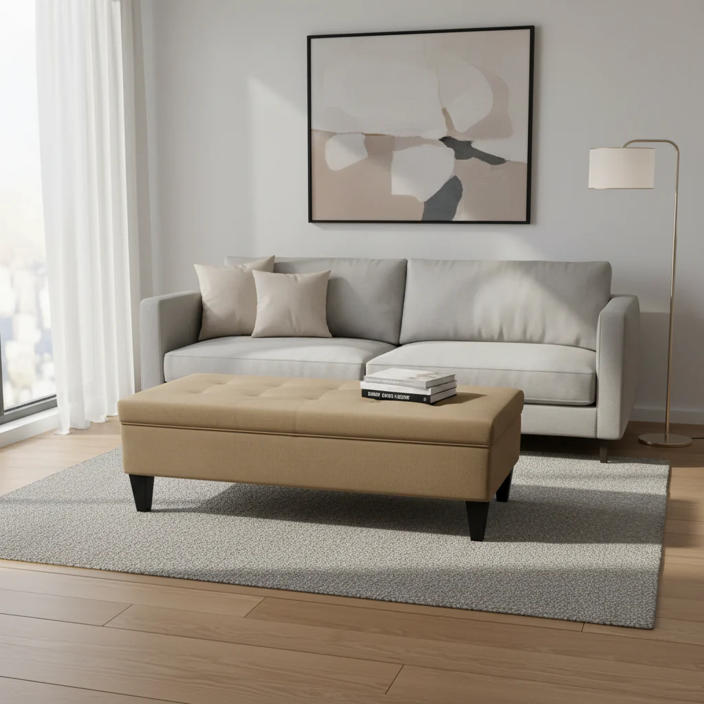 MJL Furniture Brooke 10 Button Tufted ENNIS Long Storage Bench Ottoman