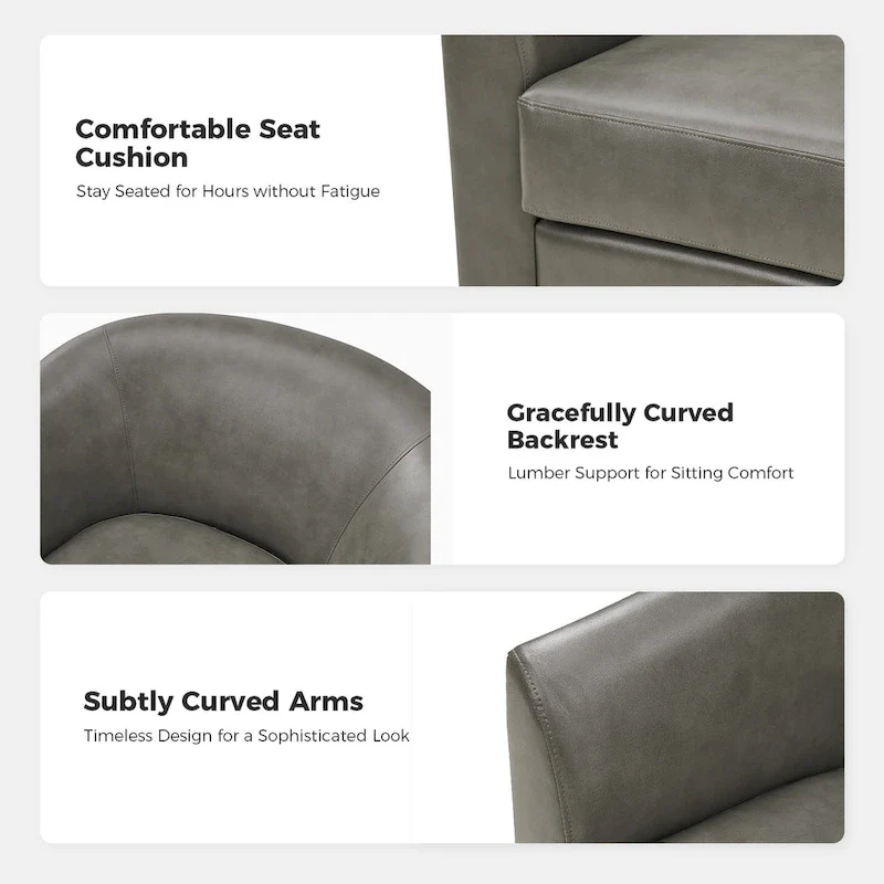 Haley Modern Swivel Barrel Faux Leather Chair with Solid Wood Base by