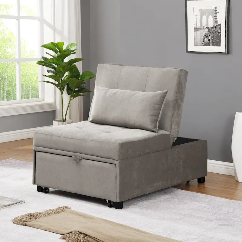 4-in-1 Single Futon Adjustable Sofa Bed Sleeper Folding Chair - 39.9 x 26.8