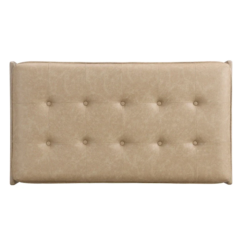 Christopher Knight Home - 48.4 Rectangle Tufted Upholstered Cocktail, Leather Ottoman Coffee Table with Rubber Wood Frame