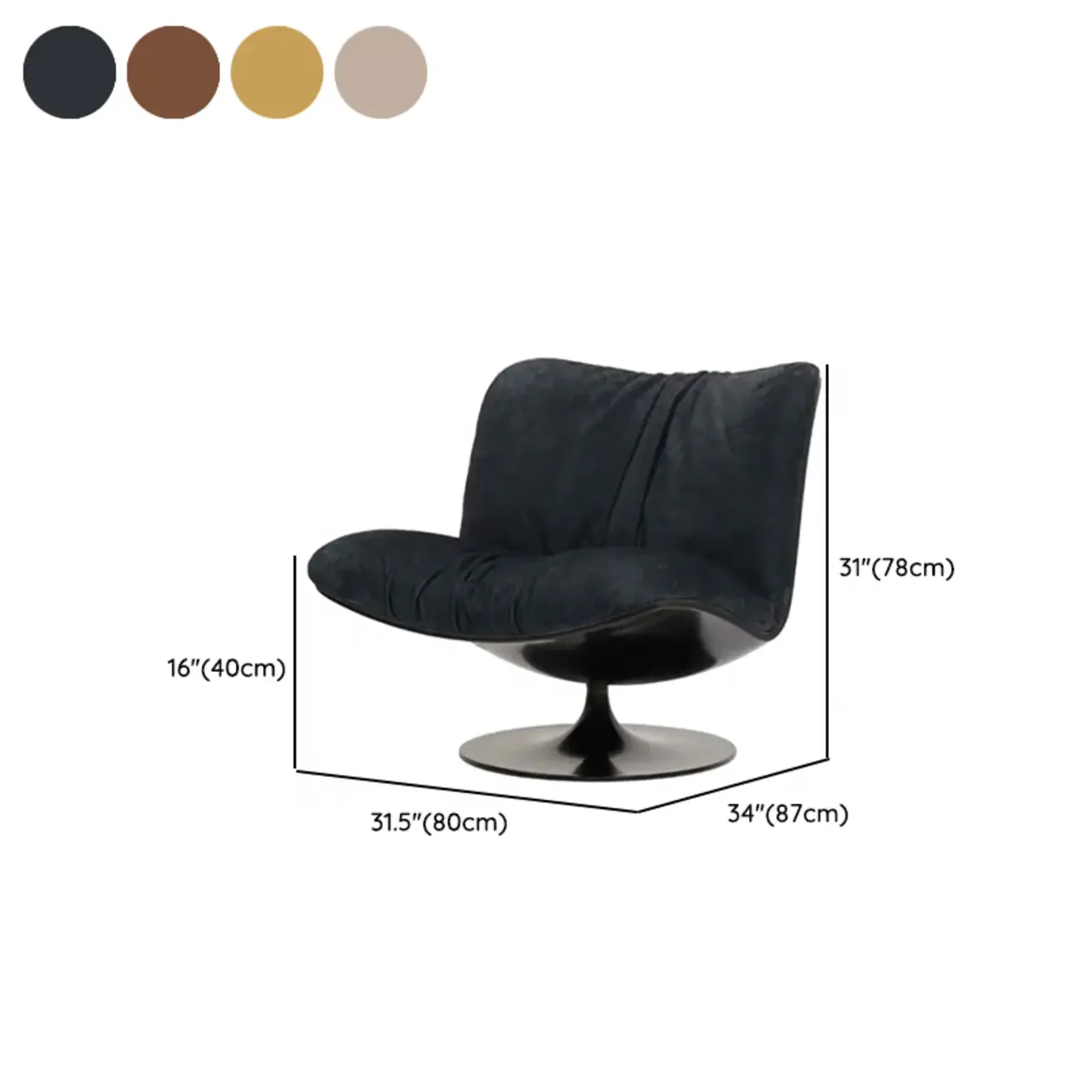 Swivel High-Back Tech Cloth Armless Accent Chair