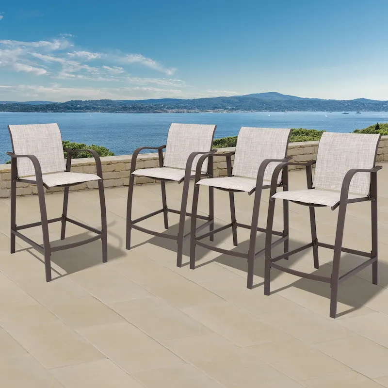 Pellebant 4PCS Outdoor Counter Height Patio Bar Stools Chairs - 21.7widex25.6deepx43.7high