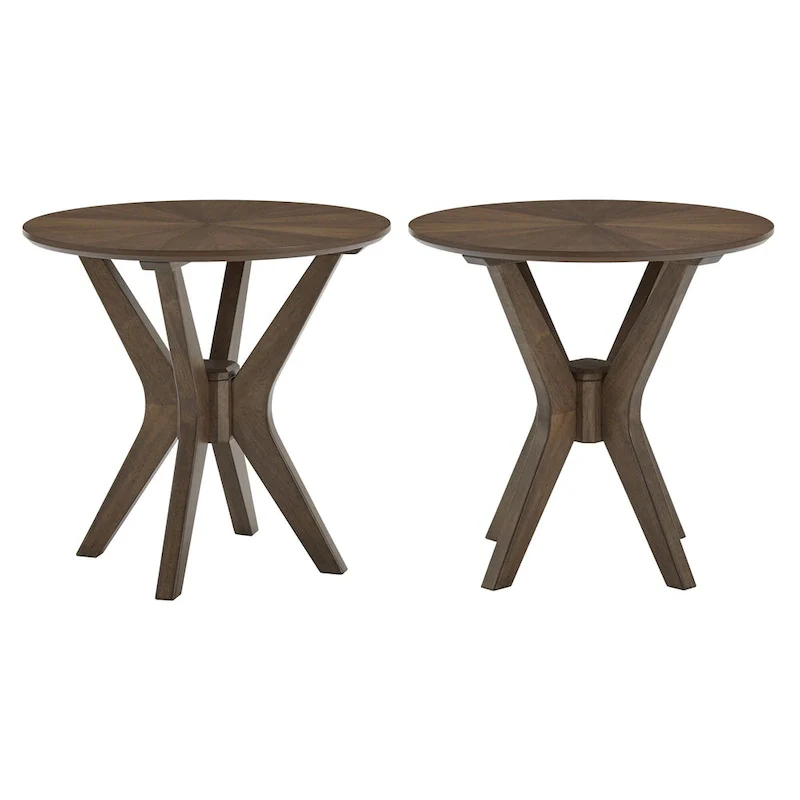 Mid-Century Modern Walnut Finish Round End Table