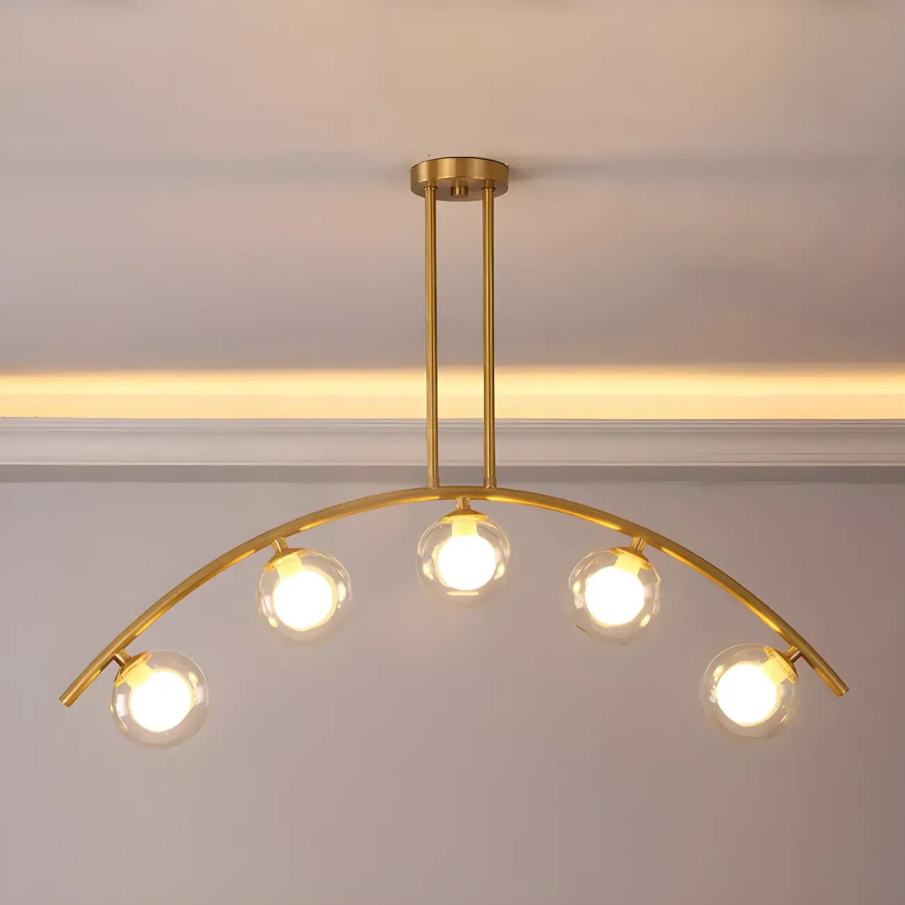Trendy Modern Gold Arc Multi-Light Island Pendant