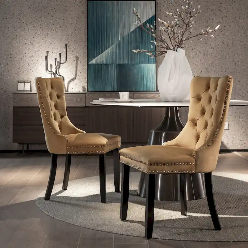 Velvet Upholstered Dining Chair 2-Pcs Set