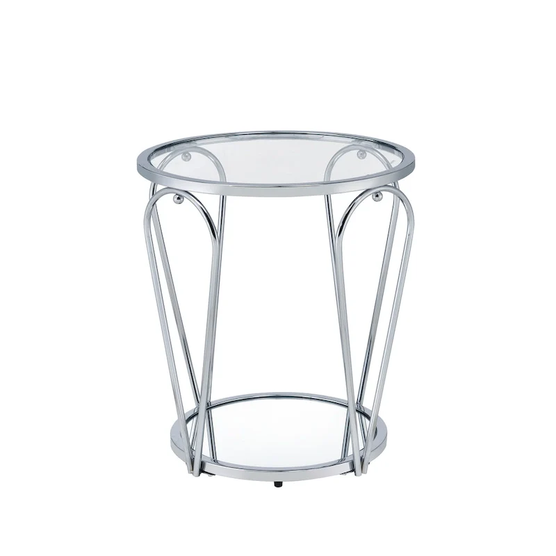 Gables Glam 20-inch Glass Top 1-Shelf End Table by Furniture of America