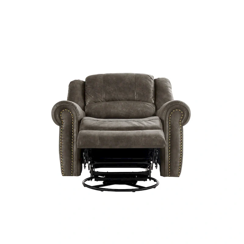 Polished microfiber rivet rotating gliding lounge chair