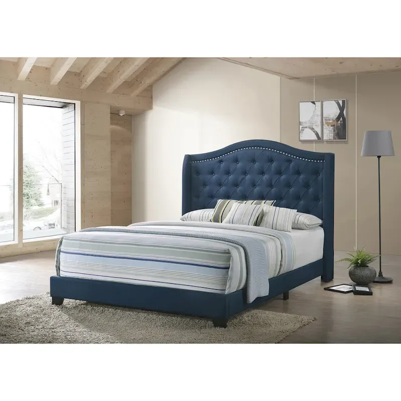 Maassluis Camelback Demi-wing Tufted Upholstered Bed