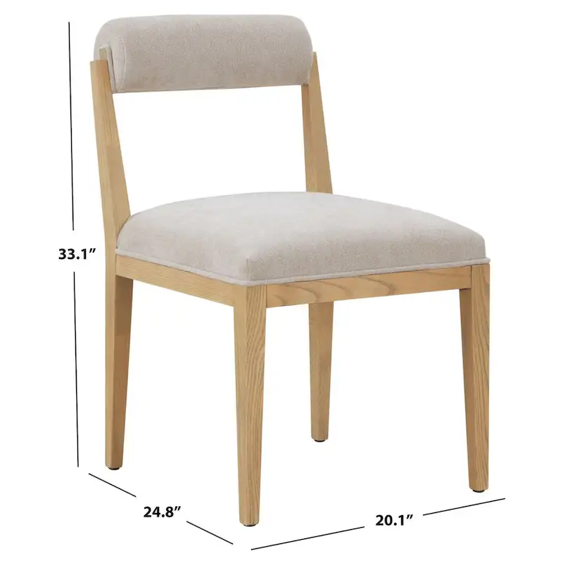 Rolled Back Linen Dining Chair – Taupe / Natural, Single