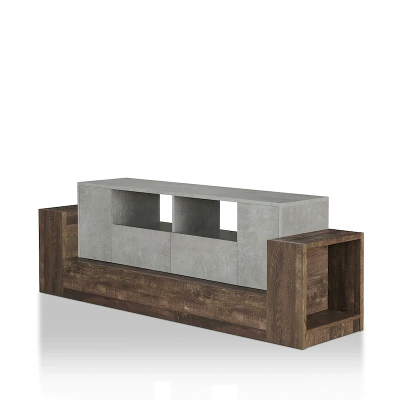 Geso Industrial Oak and Light Grey 71-inch 4-Shelf TV Console