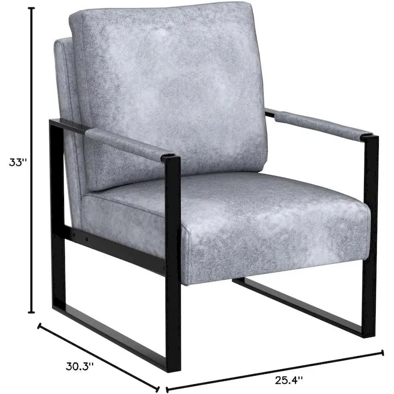 Microfiber Upholstery Metal Arms Chair