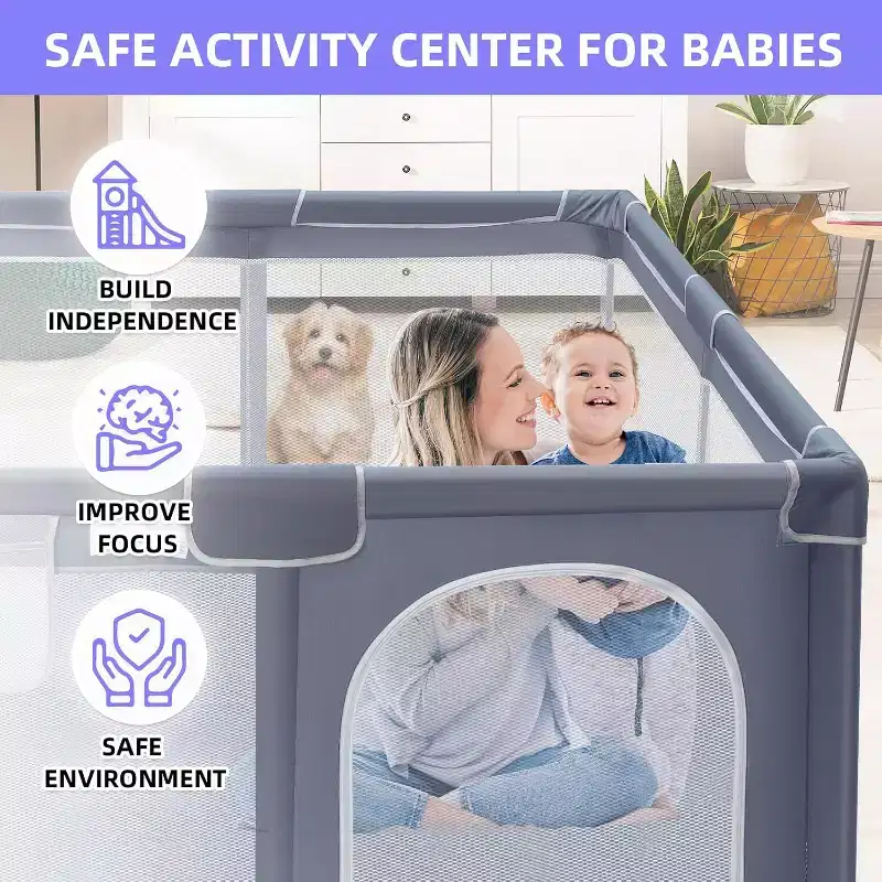 Suposeu Baby Playpen,Large Indoor and Outdoor Play Yards,360 Visibility,For Toddler