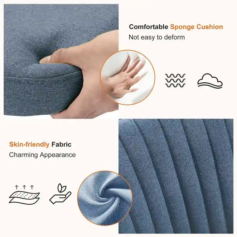 Office Chair with Wheels, Adjustable Height Fabric Upholstered Computer Desk Chair Swivel