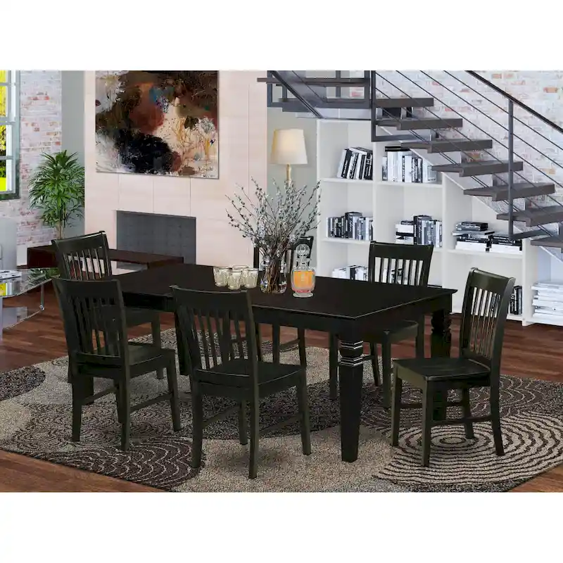 Kitchen Table Set- a Rectangle Dining Room Table and Dining Chairs, Black (Pieces Options)