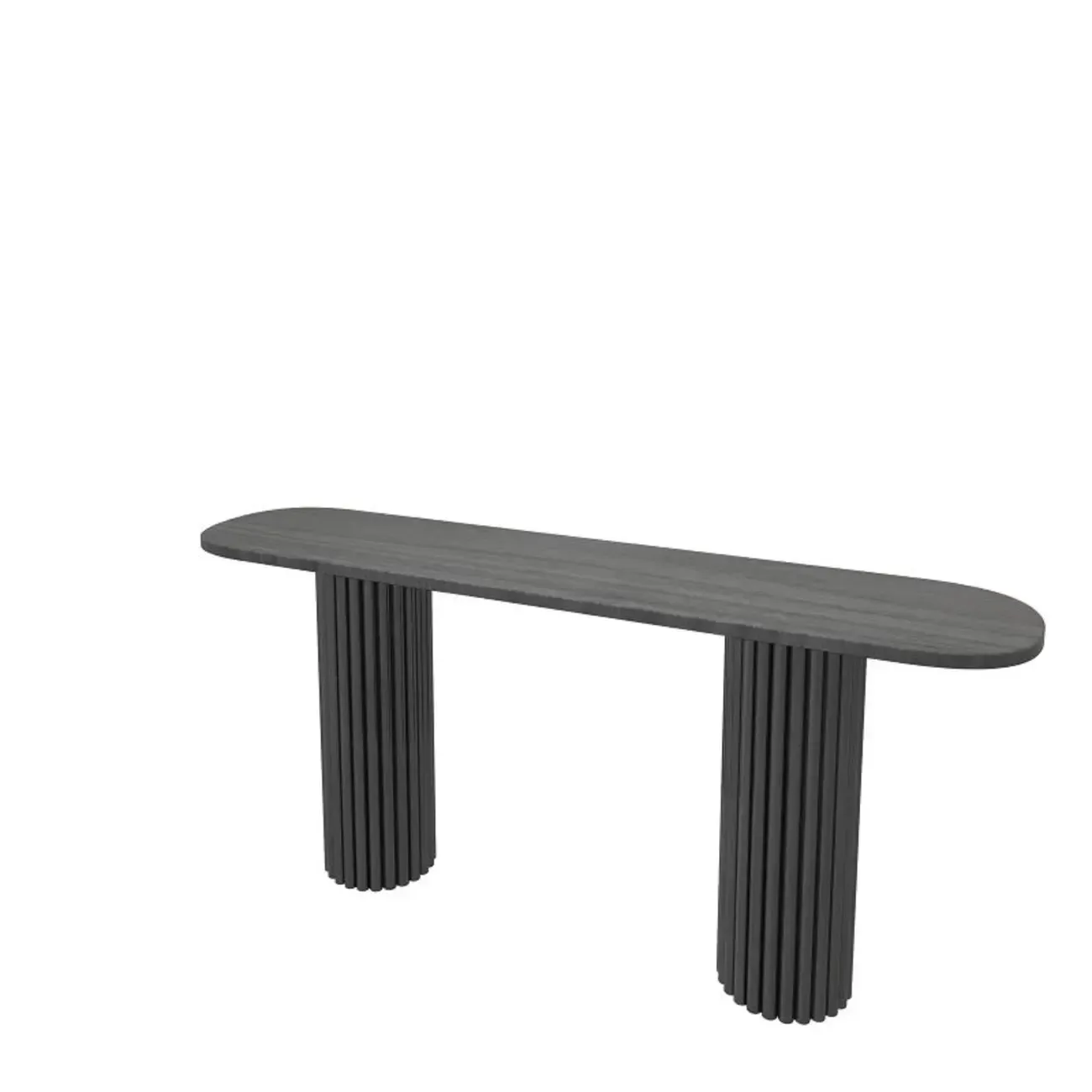 Natural Oval Wooden Double Pedestal Console Table