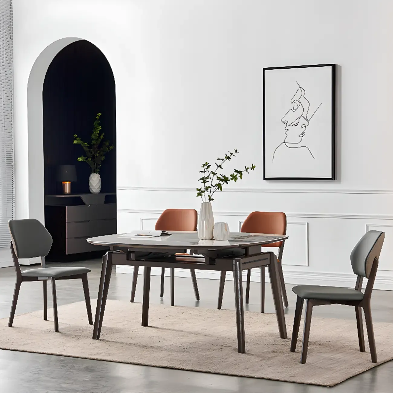 Modern Upholstered Dining Chair with Metal Legs