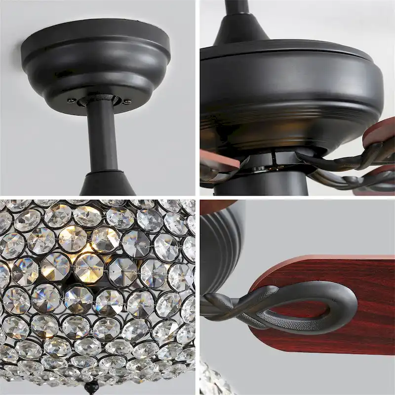 Crystal Ceiling Fan With 3 Speed Wind 5 Plywood Blades