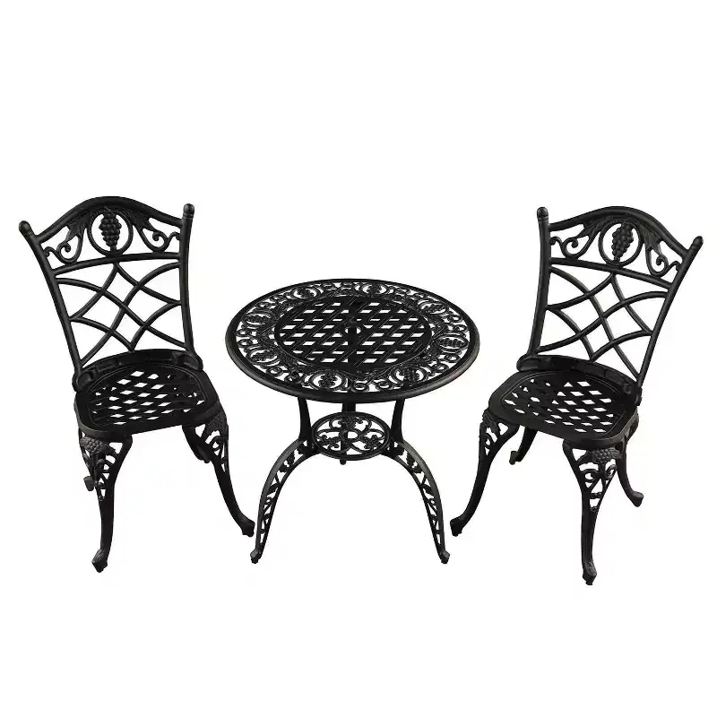 3pc Grape Vineyard Aluminum Patio Bistro Set - Black- Oakland Living: Weather-Resistant Outdoor Furniture