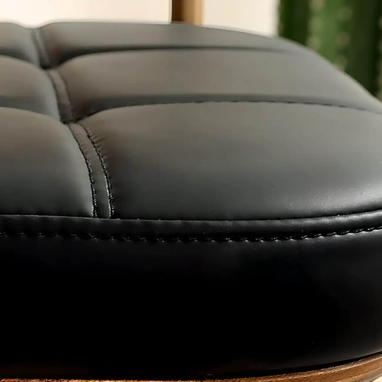 Wooden Square Leather Upholstered Bar Stool with Backrest