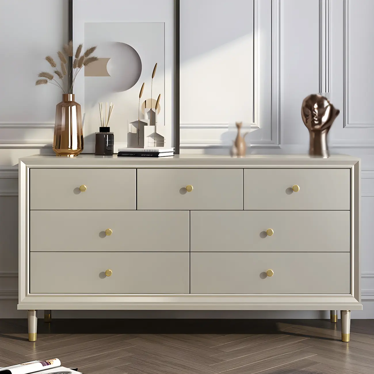 Elegant Off-White Wooden Dressers & Chests with Drawers