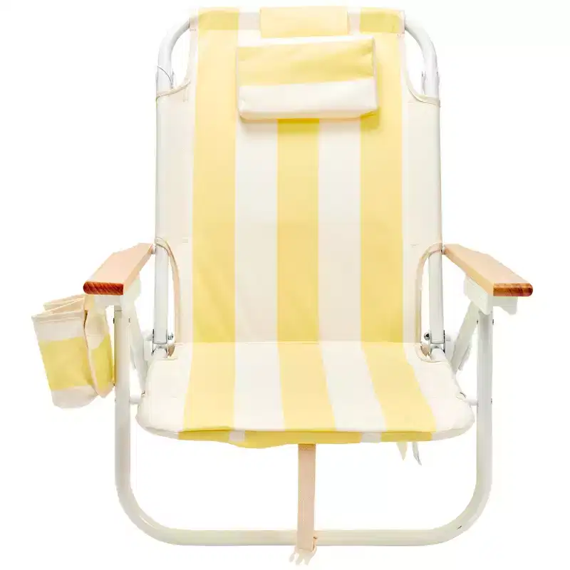 Sunnylife: Deluxe Beach Chair - La Mer Limon Stripe - Yellow Fabric Lounger Seat