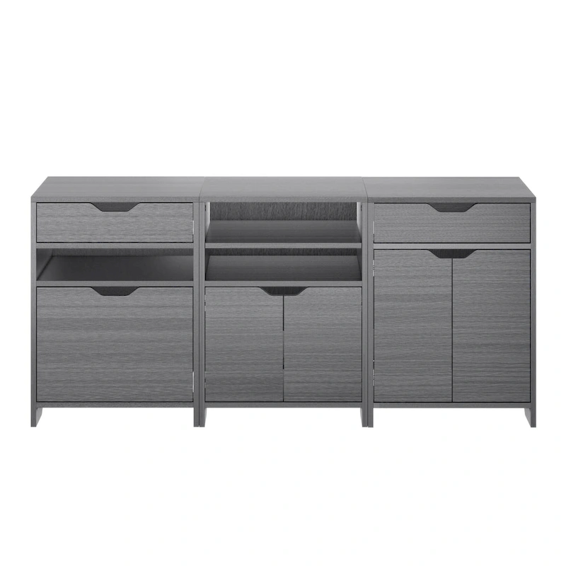 Nova 3-Pc Storage Cabinet Set, Charcoal