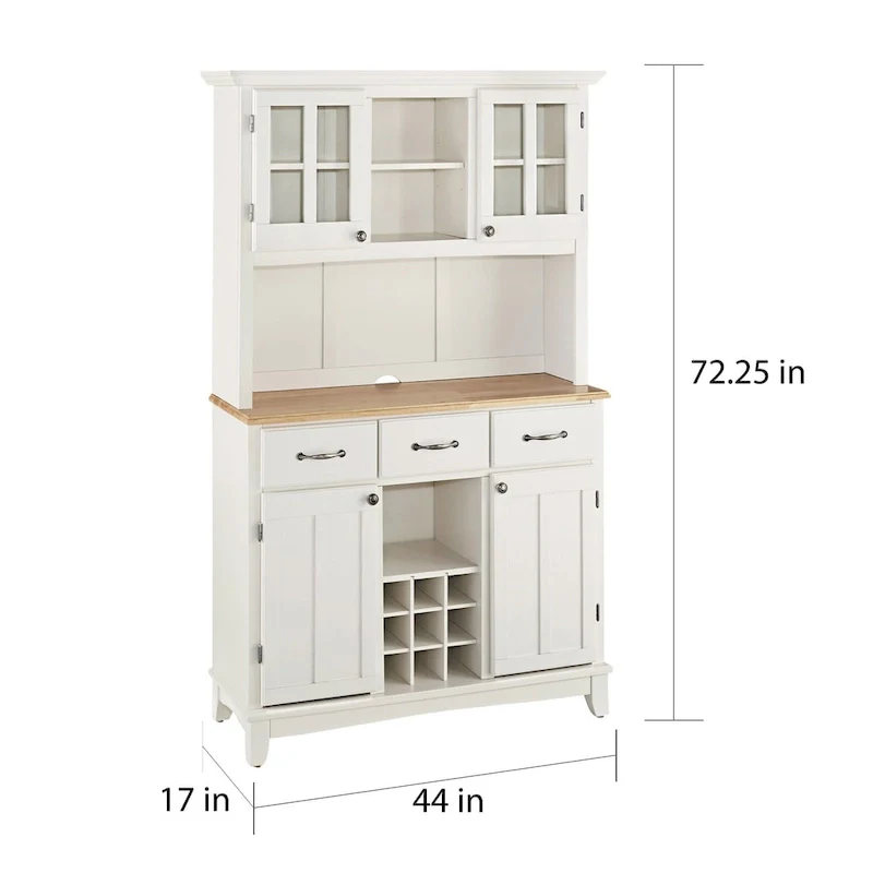 Homestyles Buffet of Buffets Off-White Server with Hutch & Wood Top