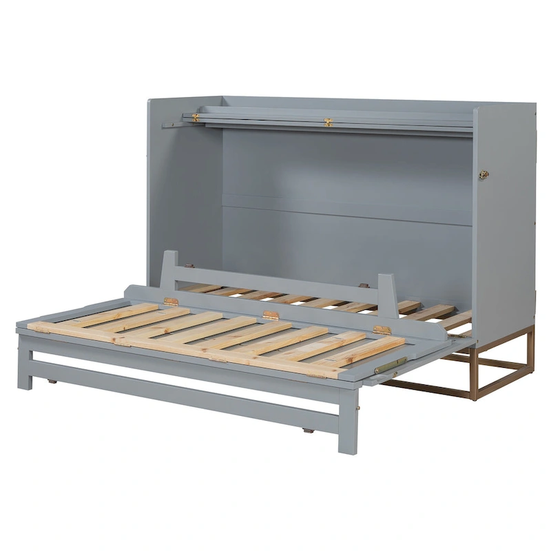 Queen Murphy Bed with Cabinet Design, Multi-Functional, 400lb Capacity