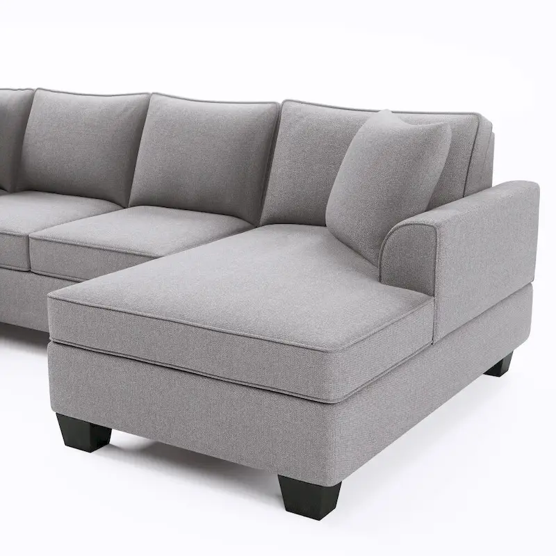 110*86 Sectional Sofa Upholstered Modern English Arm Classic U-shaped Sofa 3 Pillows Included