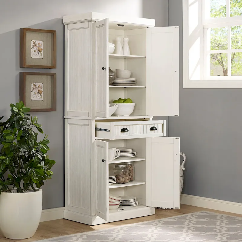 Seaside Distressed White Kitchen Pantry