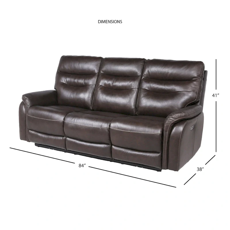 Top Grain Leather Power Reclining Sofa – Brown / Red, 3-Seat