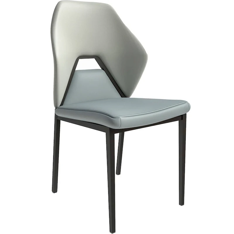 PU Leather Dining Chair – Brown/Grey/Blue Grey/Green Blue/White, Iron Legs, Single