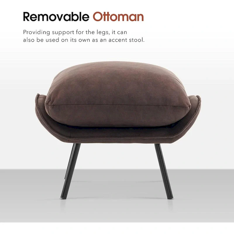 Leathaire Fabric Accent Chair with Ottoman