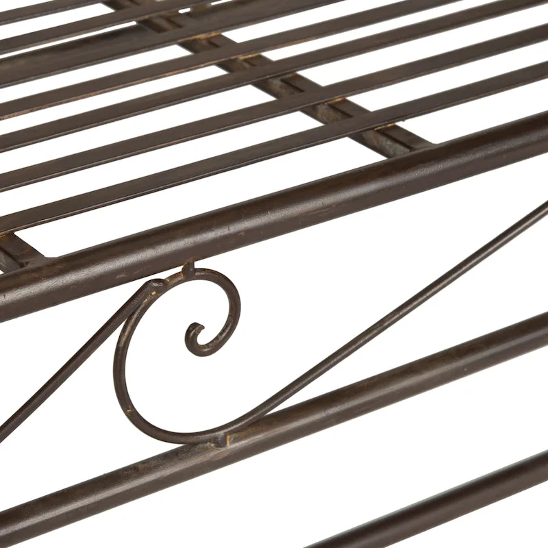 SAFAVIEH Outdoor Living Rustic Hadley Rustic Brown Iron Bench - 56W x 16D x 27H
