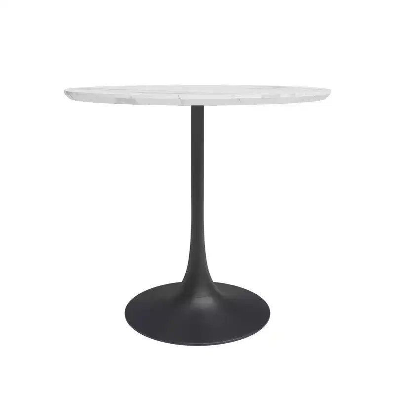 3pc Kurv Lux Dining Set White Faux Marble/Black - Jamesdar