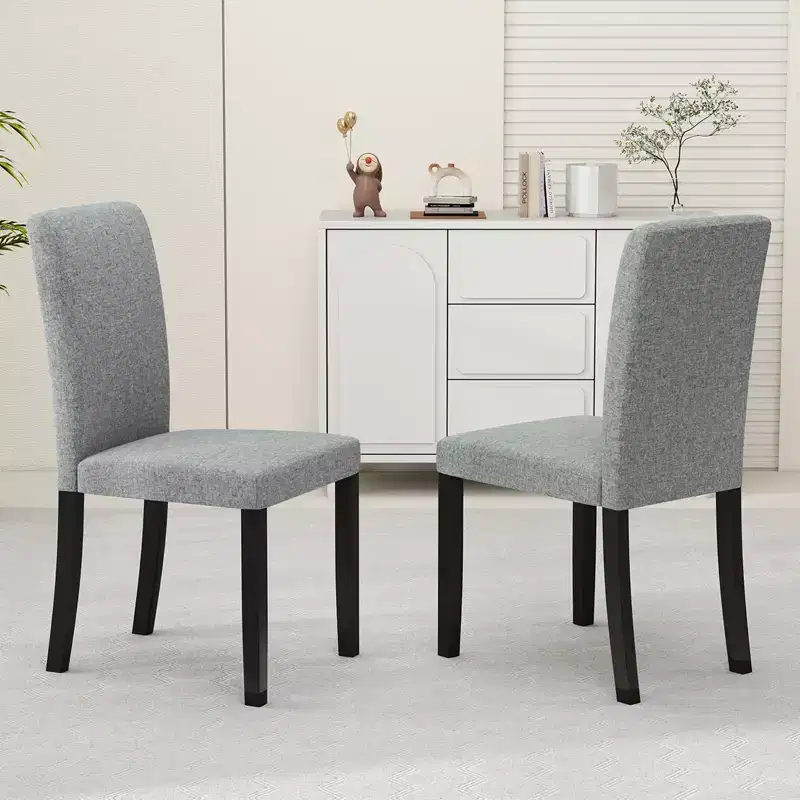 Costway Dining Chair Set of 2 Mid-Century Modern Fabric Upholstered Parson Chairs