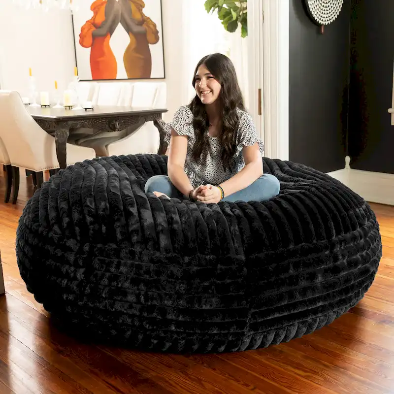 6 Foot Large Bean Bag Chair, Faux Fur
