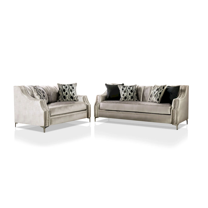 Vynn Transitional Chenille Sloped Arms 2-Piece Living Room Set by Furniture of America